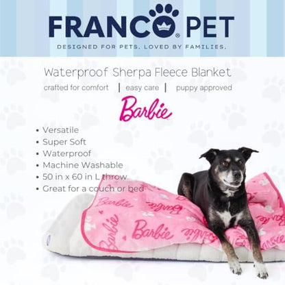 Barbie Waterproof Dog Bed Cover, Large 50x60 Pet Blanket for Furniture Bed Couch Sofa, (Officially Licensed) by Franco