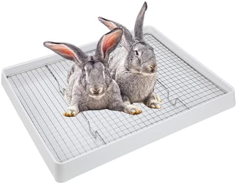FHTONGE Extra Large Rabbit Litter Box Training Tray with Large Steel Grids