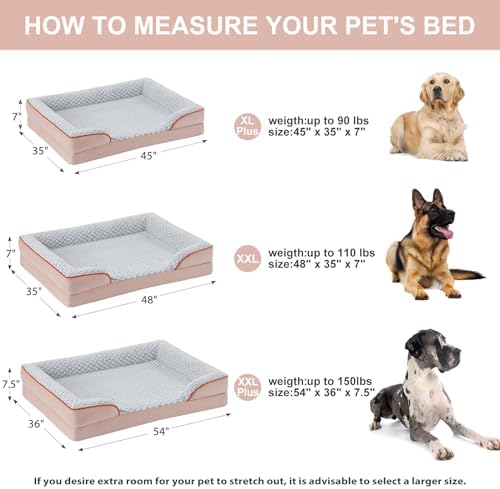LEXTRO Orthopedic XXL Dog Bed, Washable Dog Beds for Extra Large Dogs