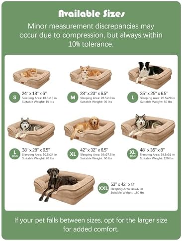 Spotted Play Orthopedic Dog Bed with Sides - Sofa Beds for Medium Dogs, Supportive Foam Pet Couch Bed with Washable Removable Cover, Waterproof Lining and Non-Slip Bottom, Brown - M