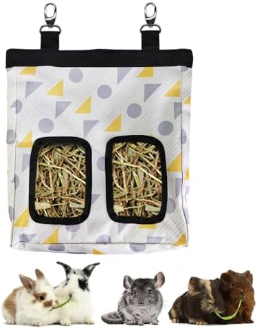 RIOUSSI Guinea Pig Hay Feeder, Hanging Rabbit Hay Feeder Bag. Triangle