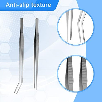 Luxiv 15 In Aquarium Tweezers Set, Straight And Curved Feeding Tongs