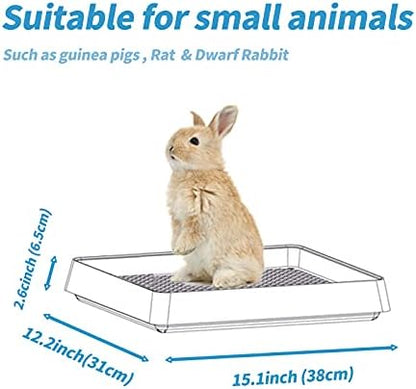 PODOO Rabbit Litter Box – Training Potty Tray for Guinea Pig & Small Pets · Spacious Grid Pan with Low Entrance, Easy-Clean & Odor-Resistant—Helps Keep a Clean Cage and Reduce Mess