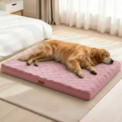 Patas Lague Orthopedic Large Dog Bed Washable Pet Crate Mat 42''X28'' Pink