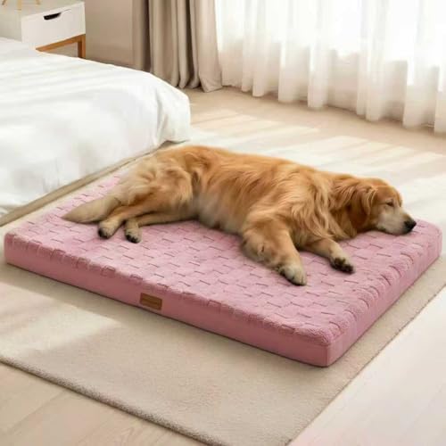 Patas Lague Orthopedic Large Dog Bed Washable Pet Crate Mat 36''X24'' Pink