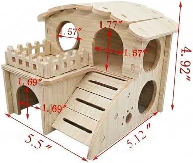Multi-Chamber Wooden Hamster Hideout, House and Cage Accessory, Model 2