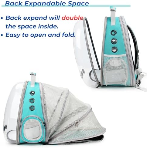 Lollimeow Cat Carrier Backpack, Expandable Bubble Pet Carrier for Cats and Small Dogs, Airline Approved Travel Backpack for Hiking, Walking & Outdoor Adventures - Supports up to 14 lbs