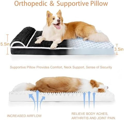 Orthopedic Large Dog Bed Pillow Pet Sofa Bed 36''X24'' Black