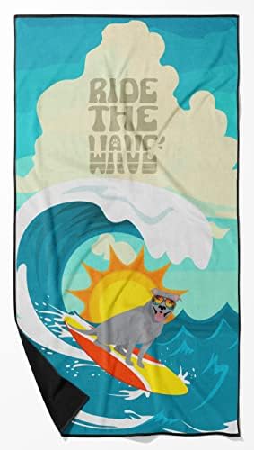 Caroline's Treasures MLM1182TWL3060 Surfer Dog Blue Pit Bull Terrier Premium Beach Towel Oversized Towel Beach Blanket, Pool, Beach Essentials, Yoga, Premium Bath Towel, Quick Dry Plush