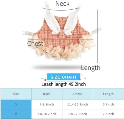 Bunny Rabbit Ferret Harness and Leash Set, Bunny Clothes for Rabbits, Small Animal Guinea Pig Dress Clothes for Kitten Ferret Chihuahua Puppy Mini Dog and Small Animals Harnesses (S, Blue)