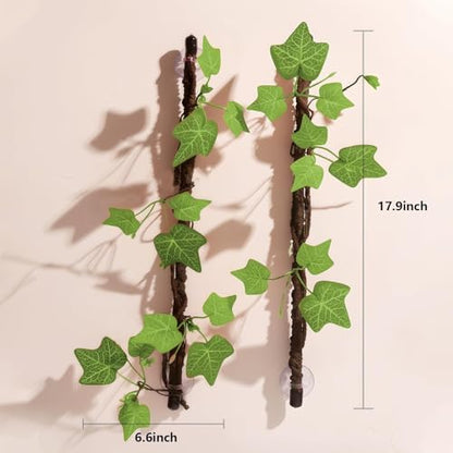 BNOSDM Reptile Climbing Branch Flexible Bend-A-Branch Jungle Vines Terrarium Plant Decoration with Suction Cup for Crested Gecko Chameleon Gecko Snake Tree Frog 2PCS