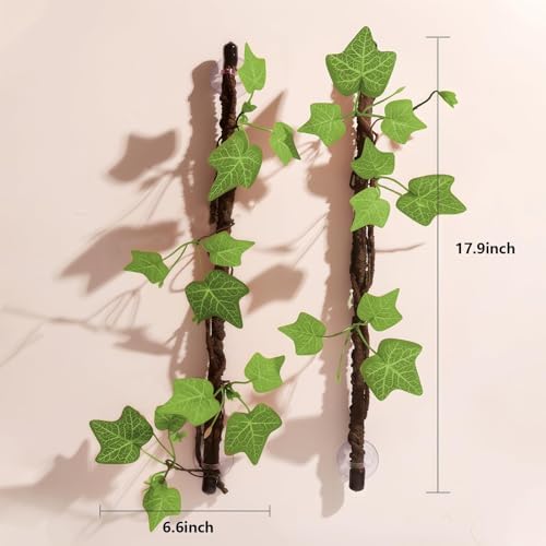 BNOSDM Reptile Climbing Branch Flexible Bend-A-Branch Jungle Vines Terrarium Plant Decoration with Suction Cup for Crested Gecko Chameleon Gecko Snake Tree Frog 2PCS