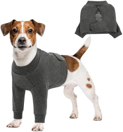 Queenmore Recovery Sleeve for Dogs Front Leg, Dog Recovery Sleeves, Dog Surgical Recovery Suit Female, Pet Elbow Protector Cone Collar Alternatives, Grey, XS