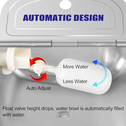 ToLanbbt 2PCS Automatic Animal Dispenser Horse Water Bowl with Float Valve Stainless Steel Goat Waterer Feeder Outside Water Trough for Livestock Auto Fill Dog Water Bowl with 1/2" Hose, Drainage Hole