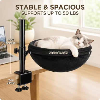 Cat Desk Bed with 360° Rotating and Height Adjustable Design