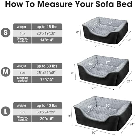 JOEJOY Rectangle Dog Bed for Large Medium Small Dogs - Washable Orthopedic Sofa Bed, Soft Breathable Puppy & Pet Cuddler, Durable Calming Dog Bed with Anti-Slip Bottom, Multiple Sizes, Black