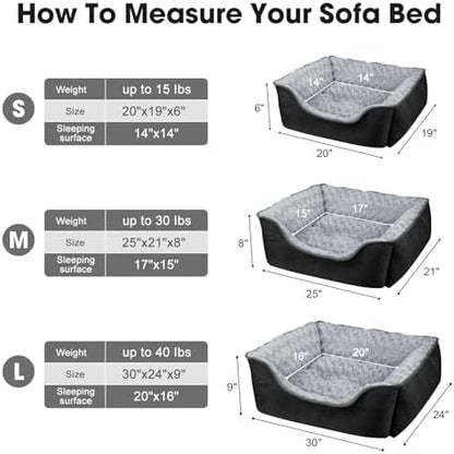 JOEJOY Rectangle Dog Bed for Large Medium Small Dogs - Washable Orthopedic Sofa Bed, Soft Breathable Puppy & Pet Cuddler, Durable Calming Dog Bed with Anti-Slip Bottom, Multiple Sizes, Black