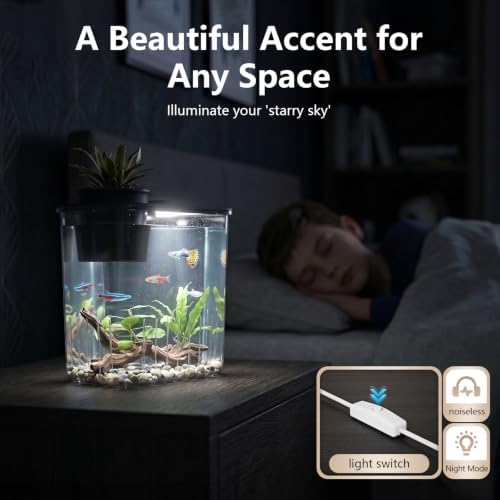 0.8 Gallon Betta Fish Tank Aquarium Starter Kit with Light and Lid(Black)