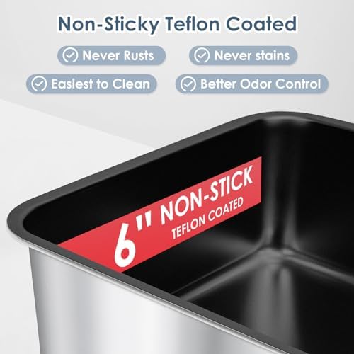 Suzzipaws XL Non-Sticky Coated Stainless Steel Cat Litter Box with Lid