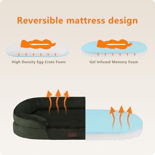 Dwanton Orthopedic Waterproof Large Dog Bed Sofa, Gel Memory Foam, 38"