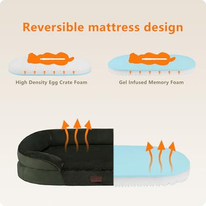 Dwanton Orthopedic Waterproof Large Dog Bed Sofa, Gel Memory Foam, 38"