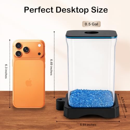 0.5 Gallon Betta Fish Tank Aquarium Starter Kit with Light and Lid(Black)