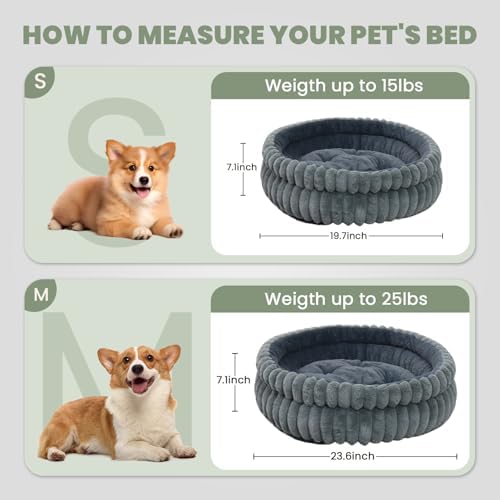 Calming Dog Beds for Small Dogs, Faux Rabbit Fur Round Anti-Anxiety Pet Bed for Kittens & Puppies, Fluffy Puppy Bed with Washable Cushion & Detachable Cover, 24"