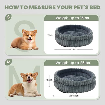 Calming Dog Beds for Small Dogs, Faux Rabbit Fur Round Anti-Anxiety Pet Bed for Kittens & Puppies, Fluffy Puppy Bed with Washable Cushion & Detachable Cover, 24"