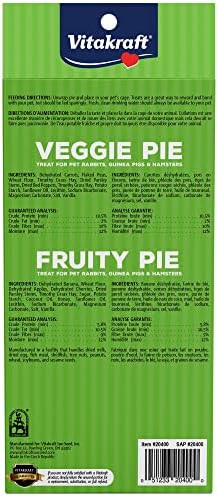 Vitakraft Veggie & Fruity Pie Treat for Pet Rabbits,Guinea Pigs,and Hamsters,2 Pies,Brown,24" x 50",1.27 Ounce,(Pack of 2)