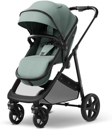 Mompush Wiz 2-in-1 Bassinet Stroller Reversible Seat, One-Hand Fold, Sage