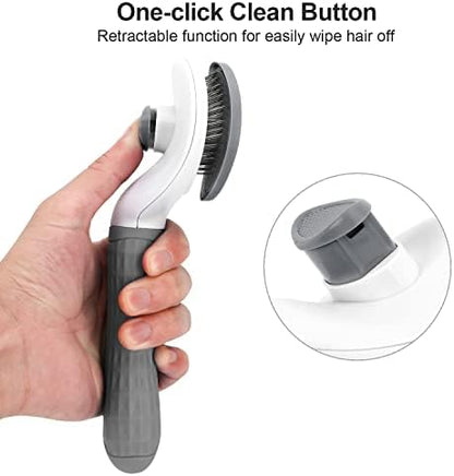 Depets Cat Brush for Shedding, Skin Friendly Self-Clean Dog Slicker Brush