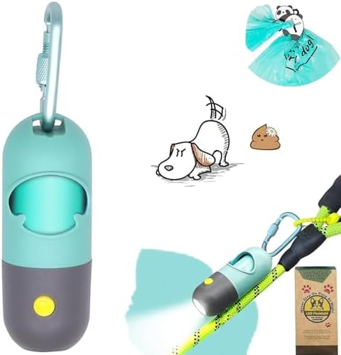 YUCHIYA Dog Poop Bag Holder Dispenser with LED Flashlight(Crystal Blue)