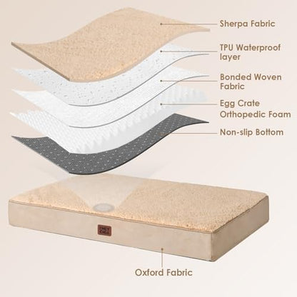 EHEYCIGA Orthopedic Dog Bed Large with Removable Washable Cover, 41IN Khaki