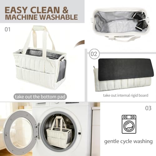 Dog Purse Carrier for Small Dogs, Small Cat Purse Carrier Soft with Large Pocket, Portable Pet Carrier Tote Bag with Safe Leash (White)