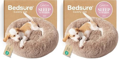 Bedsure Calming Small Dog Bed Donut Washable Cat＆Puppy Bed,23 inches 2 Pack