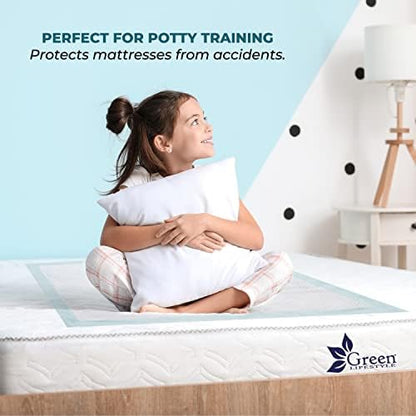 GREEN LIFESTYLE Underpads - Pet Training Pads for Dogs, Cats, Bunny, Chucks Pads for Adults, for use as Incontinence Bed Pads, Seniors Bed Pad (Pack of 50 - 36x36)