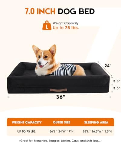 Upvilla Orthopedic Dog Bed, Four-Sided Medium Dog Sofa,Washable Cover Black