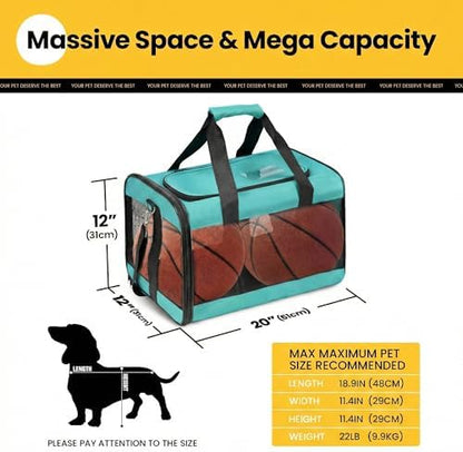 Conlun Dog Carrier Soft Sided, Large Cat Carrier up to 20 Lbs,Turq L