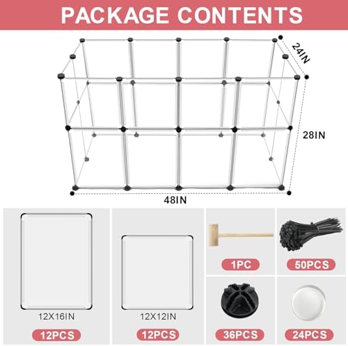 VISCOO 24 Panels Small Animals Playpen,48"x24"x28" Transparent Pet Playpen