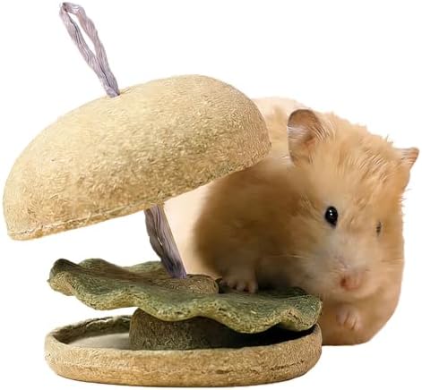 Hamburger-Shaped Hamster Toy Timothy Hay,Bunny Toys, for Pet Rabbits, Guinea Pigs, and Chinchillas