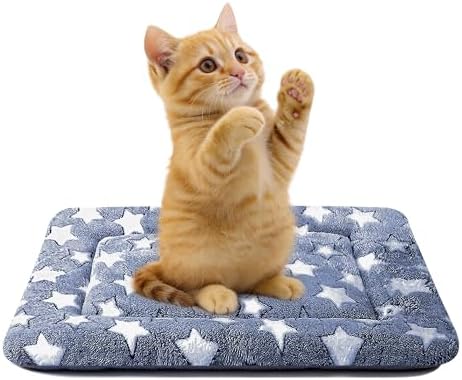 Dog Bed Mat for Crate, Soft Kennel Pad, Durable Comfort Mat for Dogs and Cats, Home and Crate Use (NavyBlue&Star, 18"*14"*1.5")