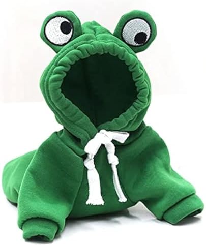 Warm Fleece Lined Dog Hoodie Winter Cute Coat Frog Costume XS