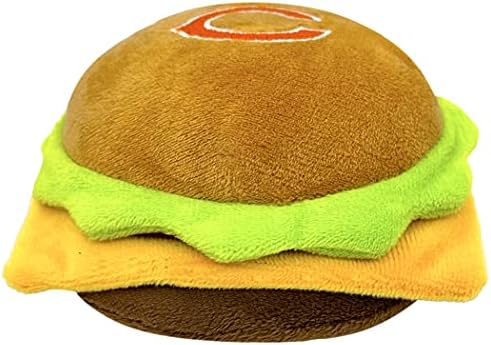 NFL Chicago Bears Cheese Burger Plush Dog & CAT Squeak Toy - Cutest Stadium HAMBERGER Snack Plush Toy for Dogs & Cats with Inner Squeaker & Beautiful Football Team Name/Logo