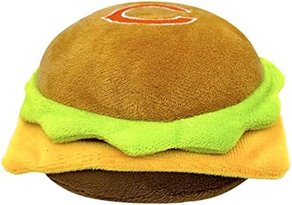 NFL Chicago Bears Cheese Burger Plush Dog & CAT Squeak Toy - Cutest Stadium HAMBERGER Snack Plush Toy for Dogs & Cats with Inner Squeaker & Beautiful Football Team Name/Logo