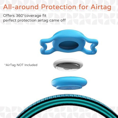 Waterproof AirTag Dog Collar with QR Code Dog Tag, Blue02 L