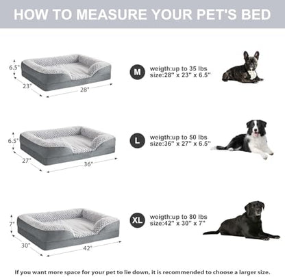 LEXTRO Orthopedic Dog Beds for Large Dogs, Comfy Washable Dog Couch Bed