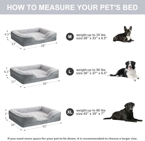 LEXTRO Orthopedic Dog Bed for Medium Dogs, Comfy Sleeping Dog Sofa Bed