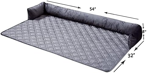 Brilliant Sunshine Grey Velvet Dog Sofa Slipcover, Extra Large
