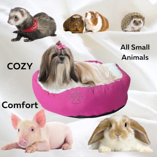 Evelots Calming Donut Cat Bed - Warm Pet Bed for Cats and Small Dogs - Anti-Anxiety Cozy Cuddler - Removable Soft Plush Cushion - Machine Washable - Non-Slip Bottom - Pink