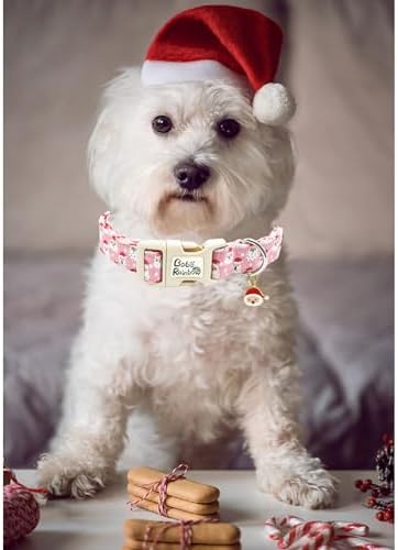 Dog Collars, Christmas Pet Collar Holiday Dog Collar Santa Claus Print Pet Collar Durable Collar Cute Puppy Collar Soft Dog Collars Adjustable Dog Collar for X-Small Dogs